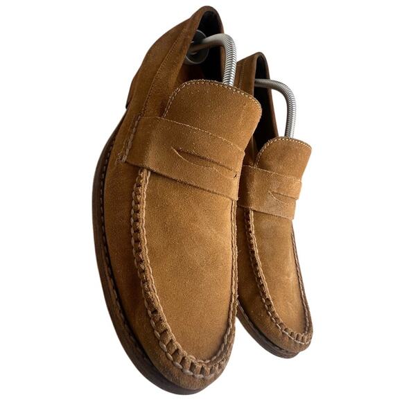 Cole Haan Tan Suede Men Sz 11.5 M Penny Loafers C05681 Heel Comfort - Picture 6 of 16